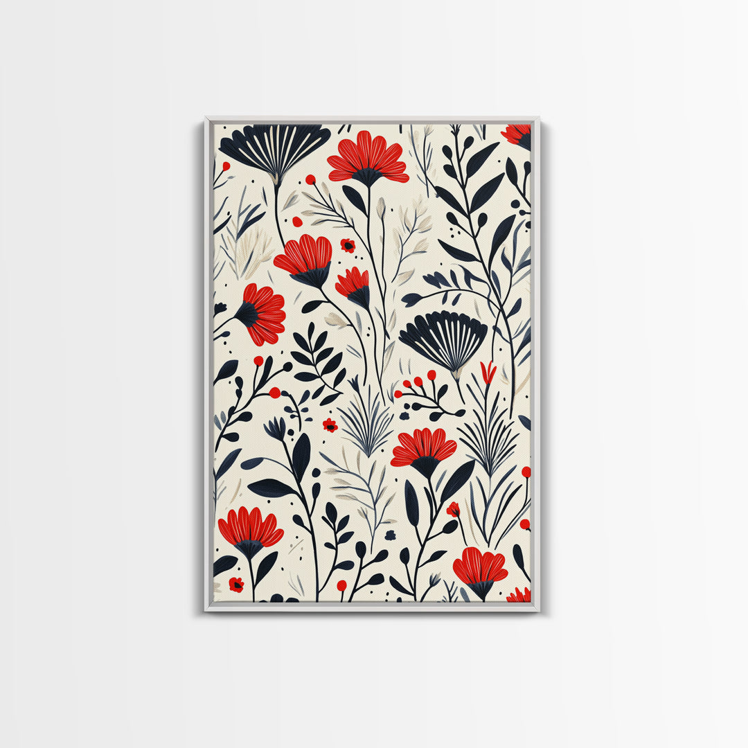 Botanical / Floral Print Wall Art Framed Canvas Print Midcentury Modern Wall Art Home Decor Boho Minimalist Ready To Hang Large Art
