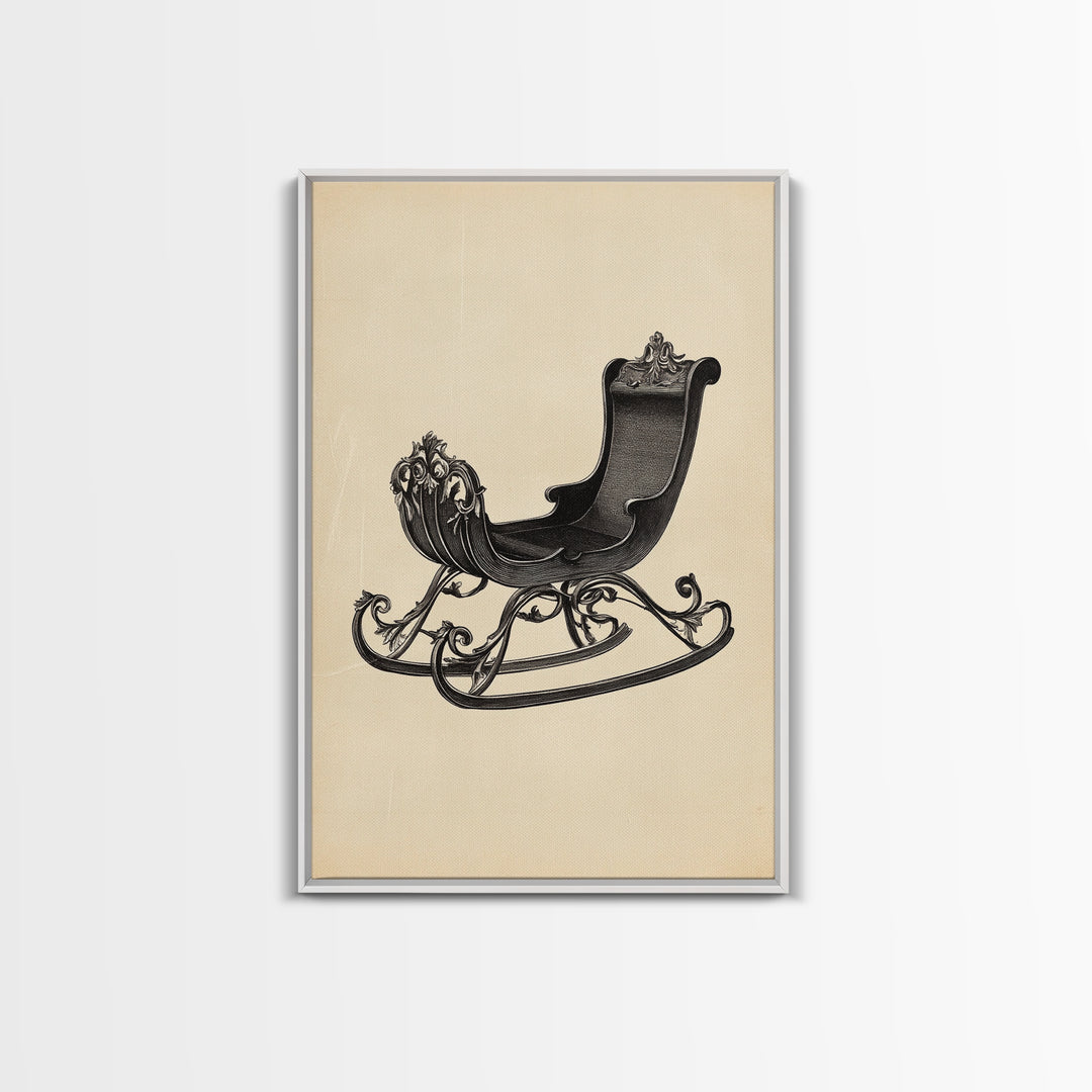 Christmas Sleigh Canvas Print - Framed Canvas - Minimalist Christmas Art - Boho Christmas Art - Rustic Christmas Art