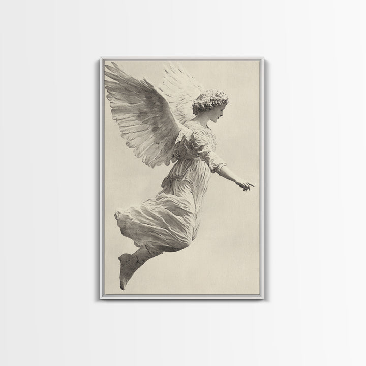 Christmas Angel Canvas Print - Framed Canvas - Minimalist Christmas Art - Boho Christmas Art - Rustic Christmas Art