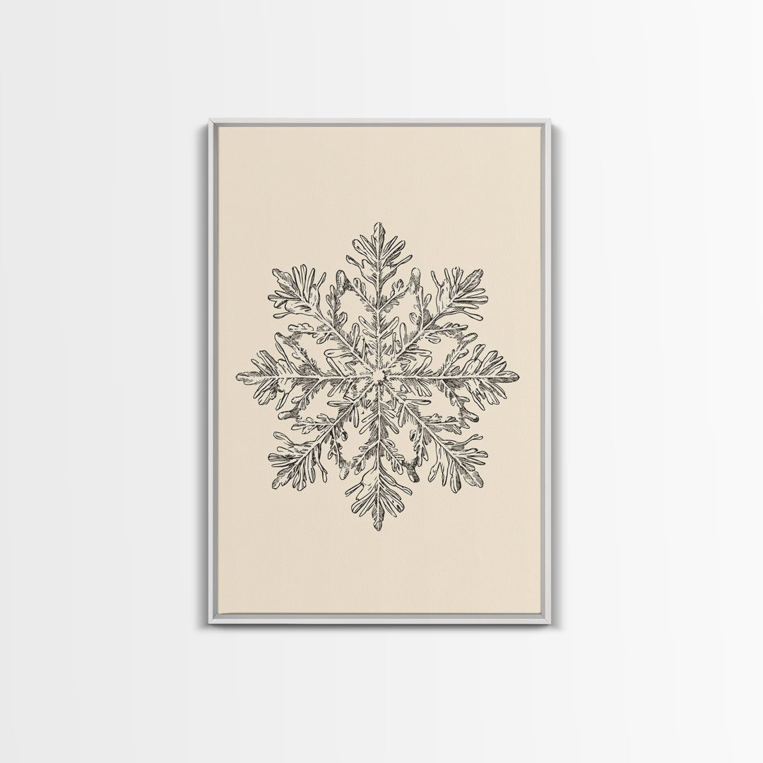 Sketch of a Snowflake Canvas Print - Framed Canvas - Minimalist Christmas Art - Boho Christmas Art - Rustic Christmas Art