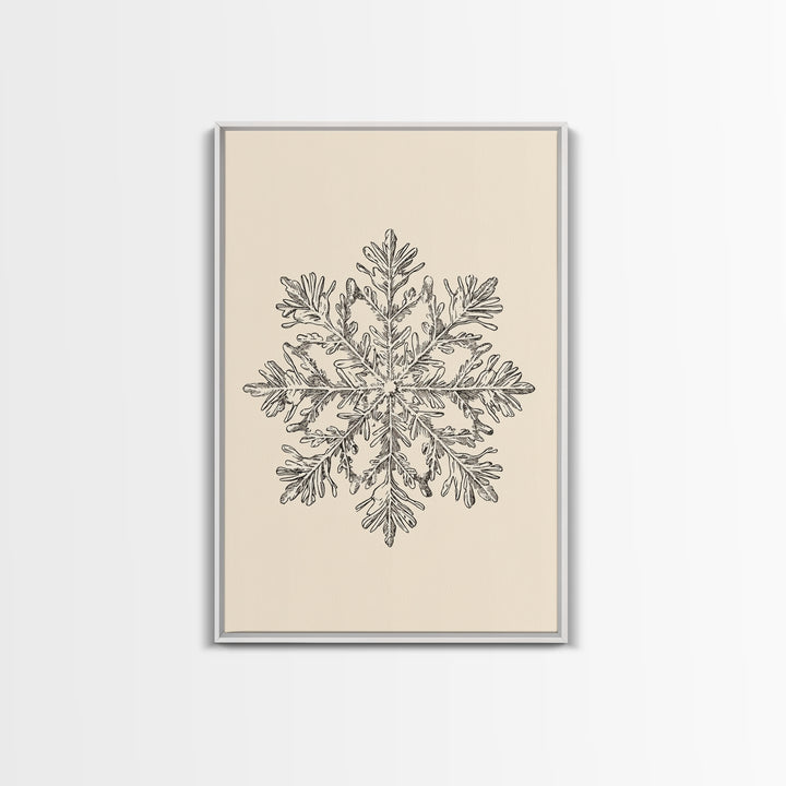Sketch of a Snowflake Canvas Print - Framed Canvas - Minimalist Christmas Art - Boho Christmas Art - Rustic Christmas Art