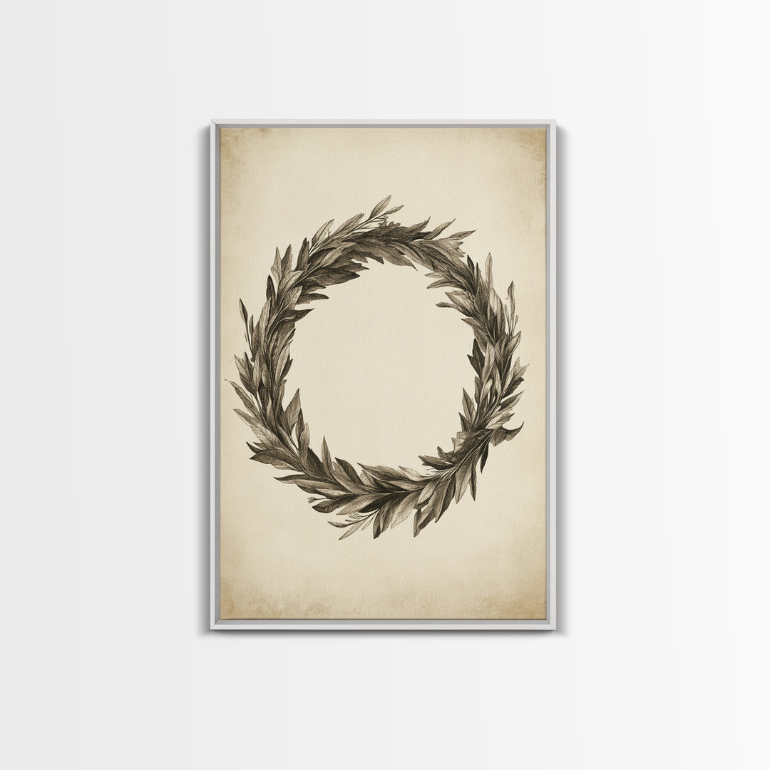 Vintage Wreath Canvas Print - Framed Canvas - Minimalist Christmas Art - Boho Christmas Art - Rustic Christmas Art