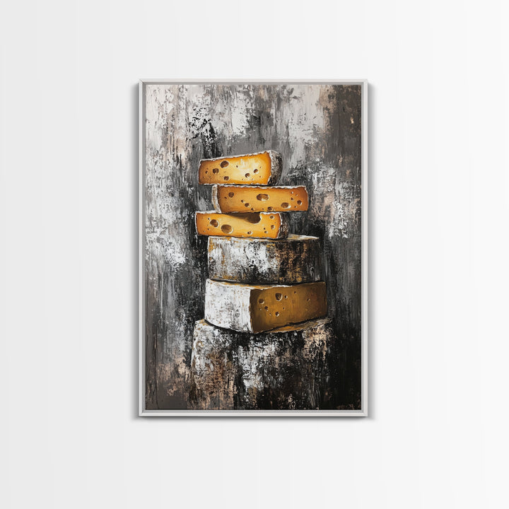 Stack Of Cheese Painting Print - Victorian Still Life Oil Painting of Cheese Rustic Farmhouse Kitchen Art - Kitchen Decor - Gift Idea For Chef