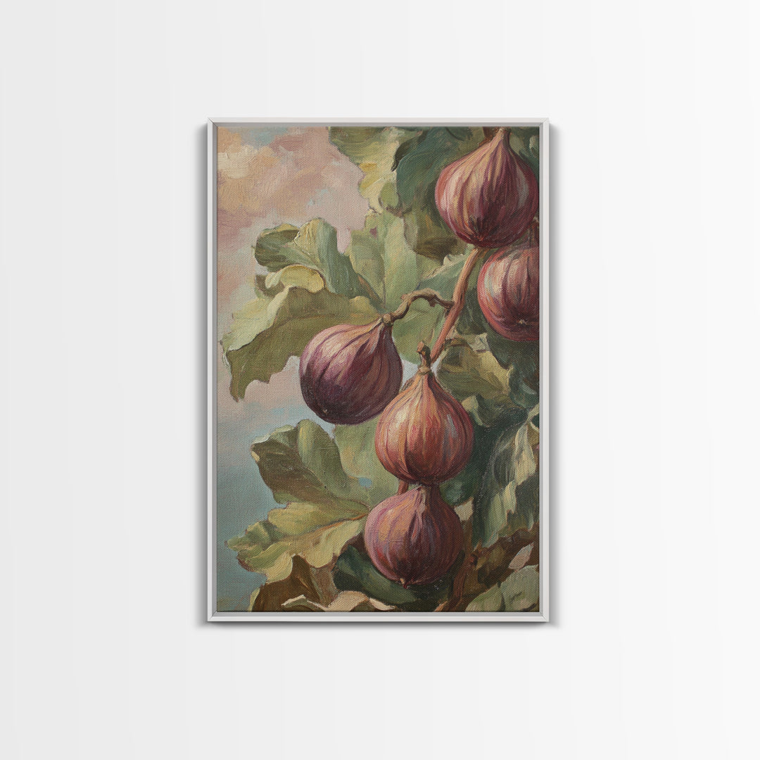 Figs On The Vine Framed Canvas Print - Kitchen Wall Art - Figs Painting