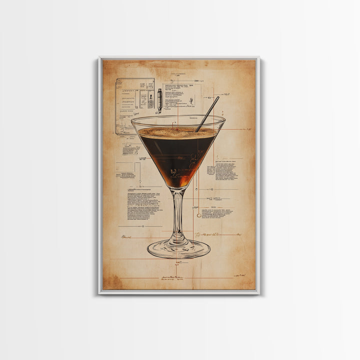 Cocktail Painting Print, Espresso Martini Wall Art, Canvas Print, Bar Decor, Bar Wall Art, Gift Idea For Martini Lover, Espresso Martini Painting
