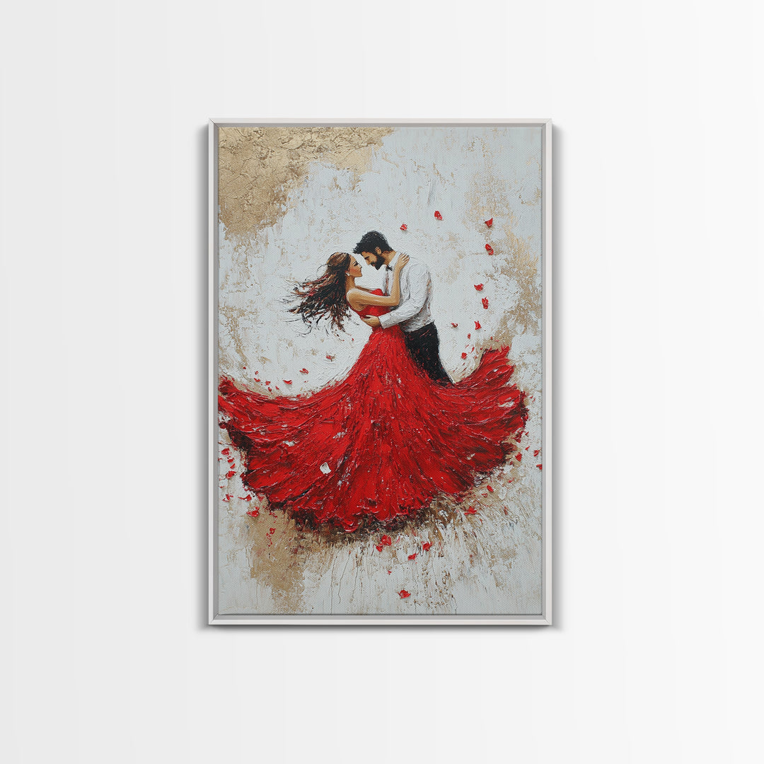 Couple Dancing Framed Canvas Print, Couple Wall Art, Wedding Gift, Dancing Wall Art, Dance Studio Decor, Engagement Gift Idea, Dancing Art