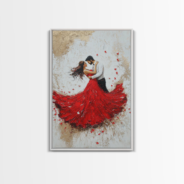 Couple Dancing Framed Canvas Print, Couple Wall Art, Wedding Gift, Dancing Wall Art, Dance Studio Decor, Engagement Gift Idea, Dancing Art