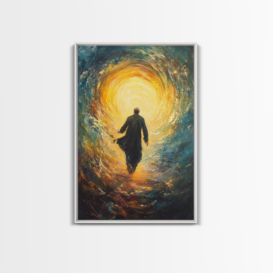 Bahai Wall Art Framed Canvas Print, Retro Abstract Wall Art