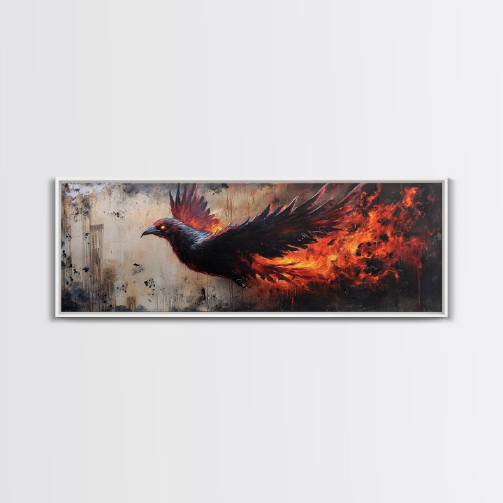 Panoramic Phoenix Painting Print, Phoenix Wall Art, Framed Canvas Art, Phoenix Painting, Phoenix Decor, Rebirth, Trendy Wall Art