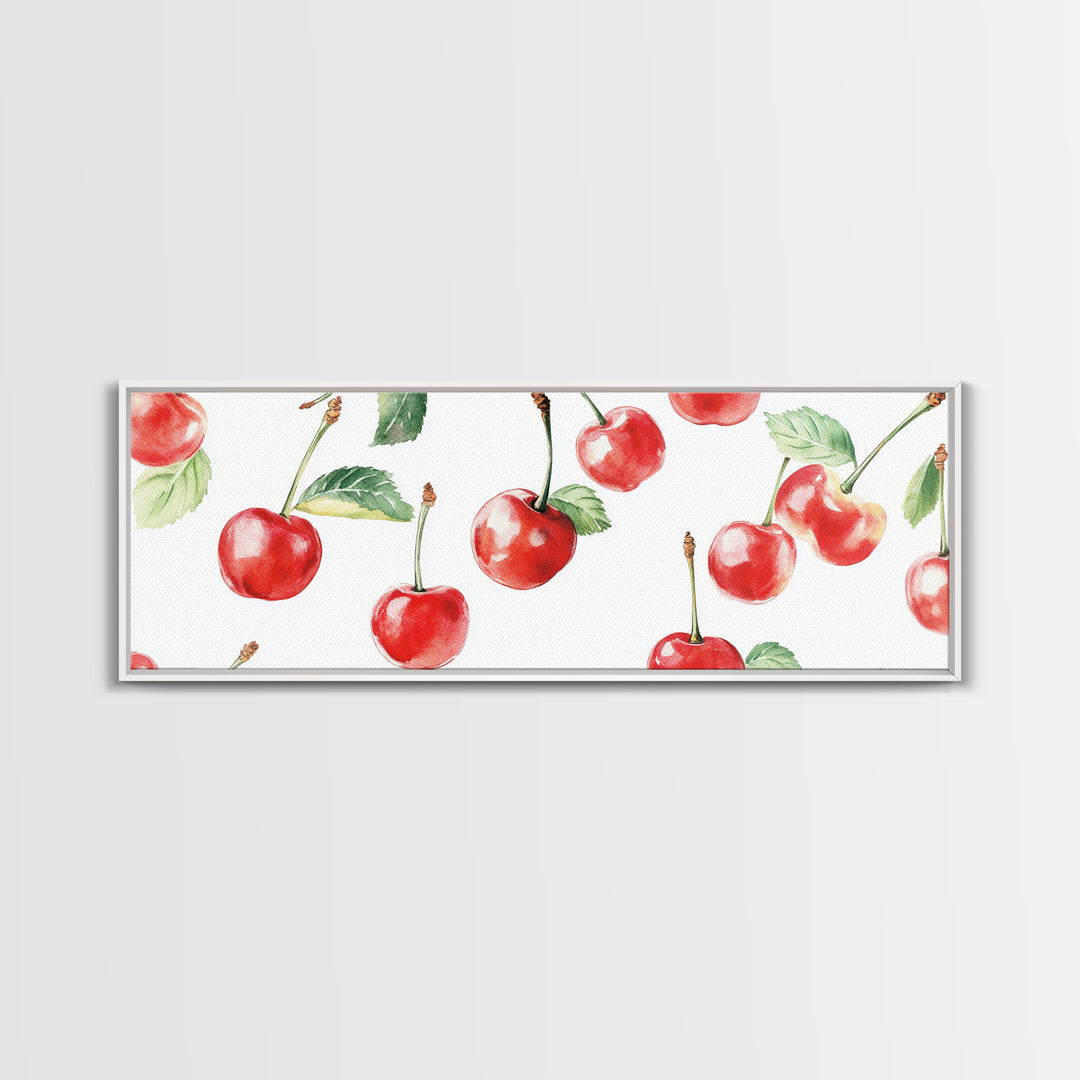 Chery Wall Art Canvas Print - Horizontal Extra Wide Wall Art - Panoramic Kitchen Decor - Kitchen Painting - Cherry Painting - Cherry Decor