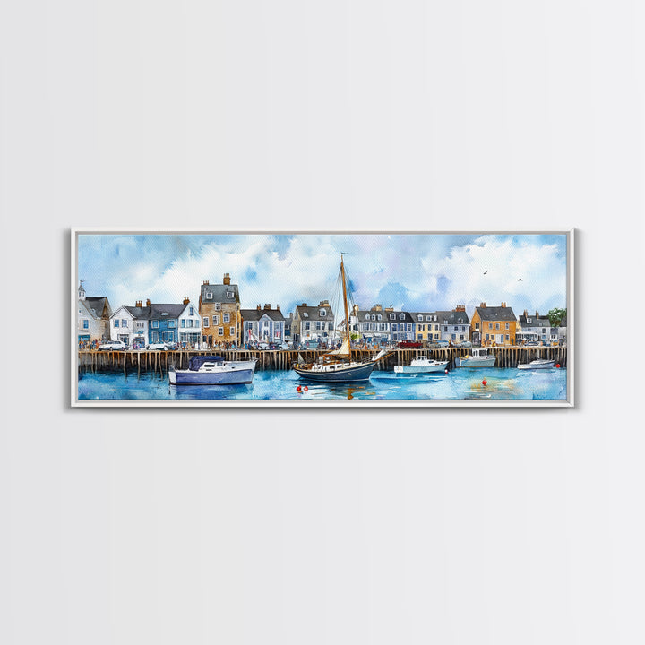 Nantucket Massachusetts Wall Art Framed Canvas Print, Nantucket Painting, Nantucket Nautical Decor, Nautical Landscape Painting