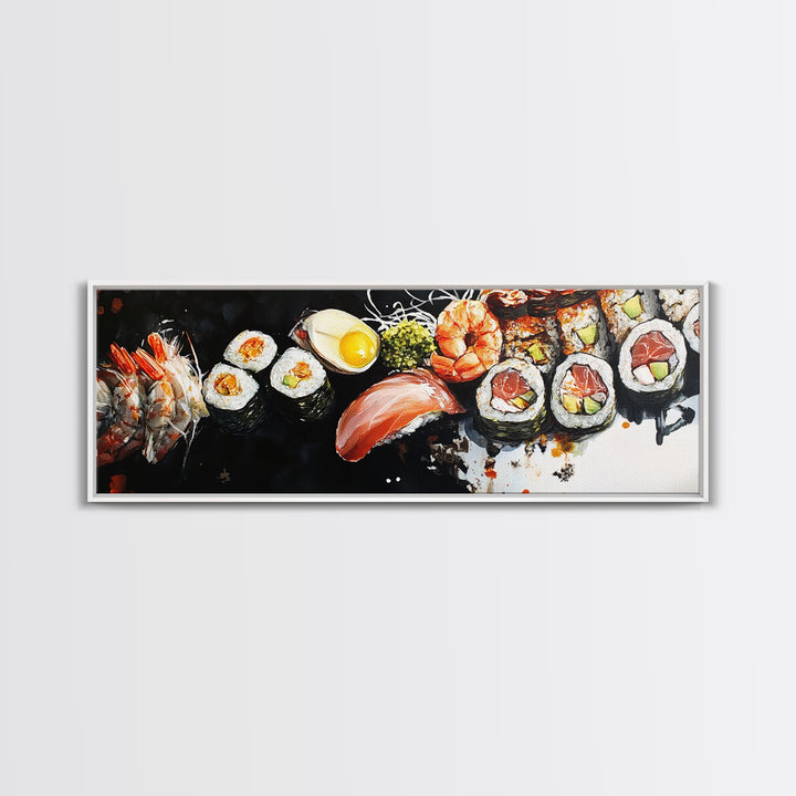 Abstract Food Painting Print, Painting of Sushi, Kitchen Decor, Kitchen Wall Art, Kitsch Dining Room Art, Eclectic Home Decor