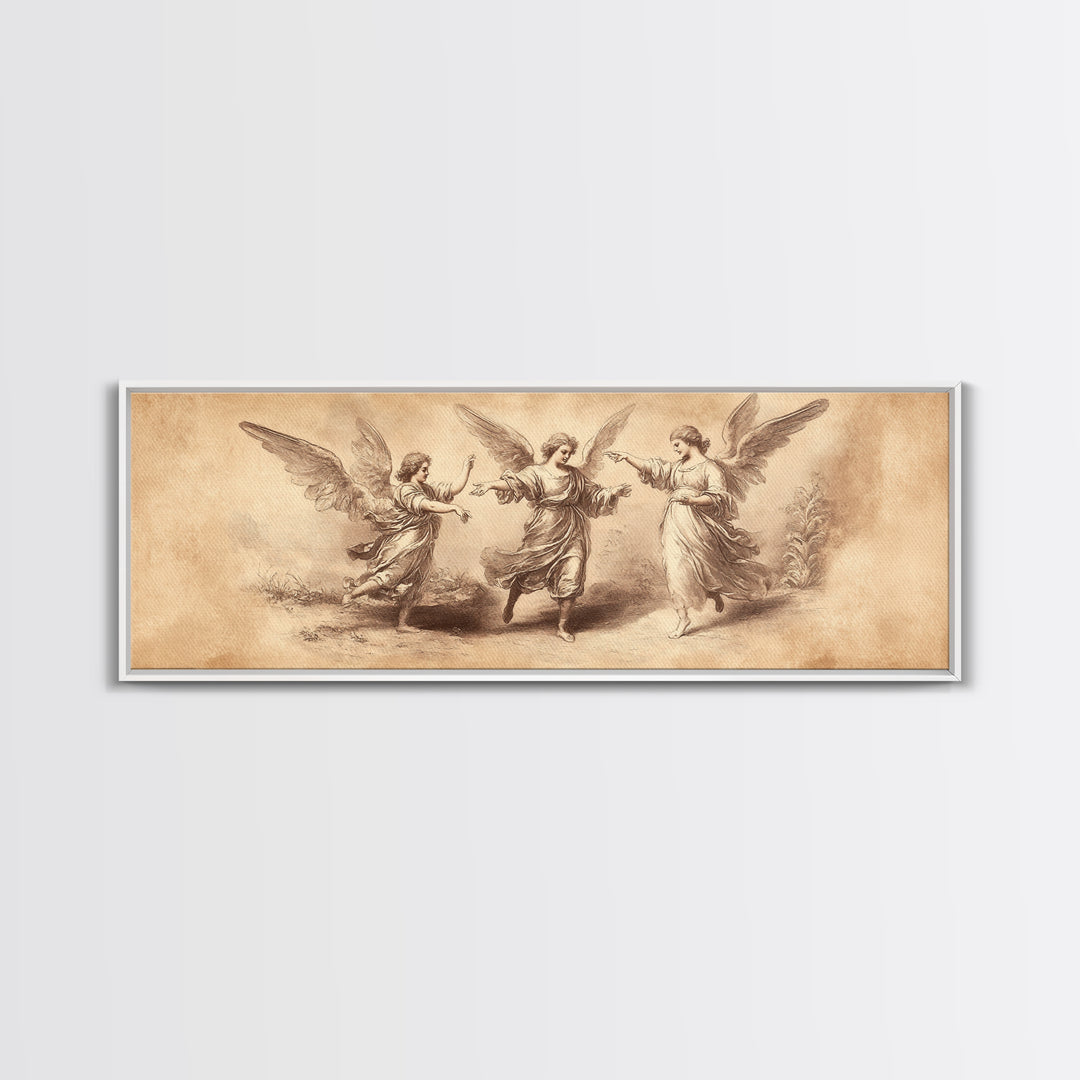 Guardian Angel Painting Print, Angelic Wall Art, Angel Painting, Guardian Angels Print, Original Panoramic Angel Painting, Angel Sketch