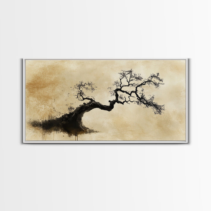 Bonzai Abstract Wall Art Framed Canvas Print, Wabi Sabi Art, Wabi Sabi Decor, Boho Home Decor, Botanical Prints