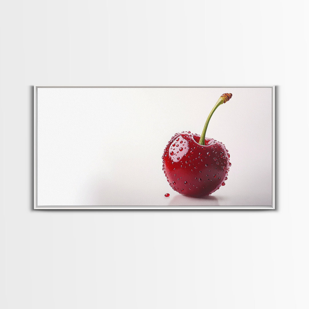 Cherry Wall Art Canvas Print, Cherry Photography Style Art, Cherry Photo Art, Kitchen Art, Kitchen Painting, Modern Art For Kitchen