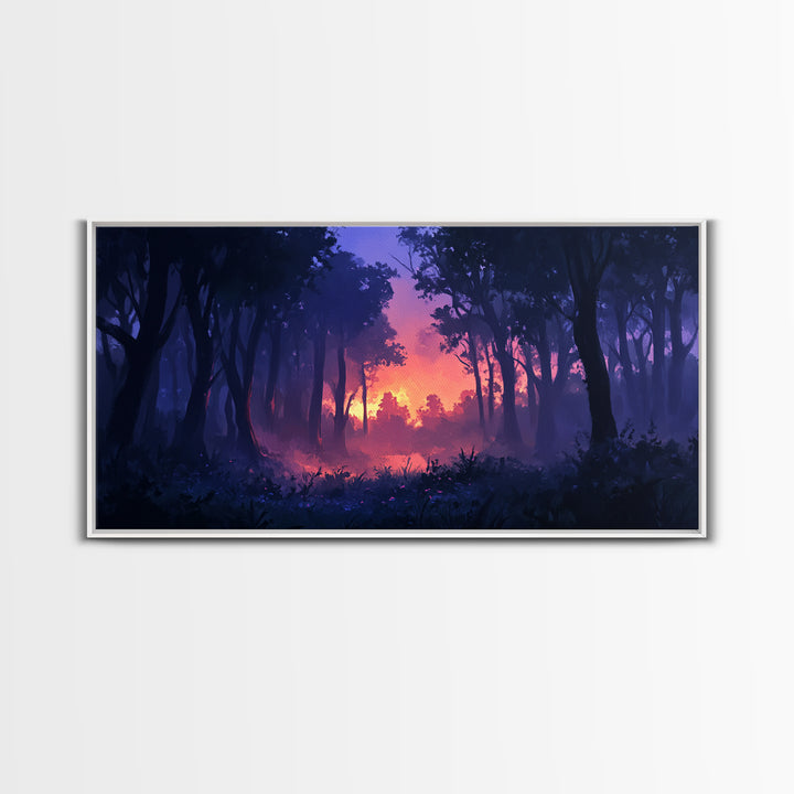 Dark Fantasy Forest Wall Art, Framed Canvas Print, Landscape Painting Print, Moody Home Decor, Landscape Wall Art, Living Room Decor