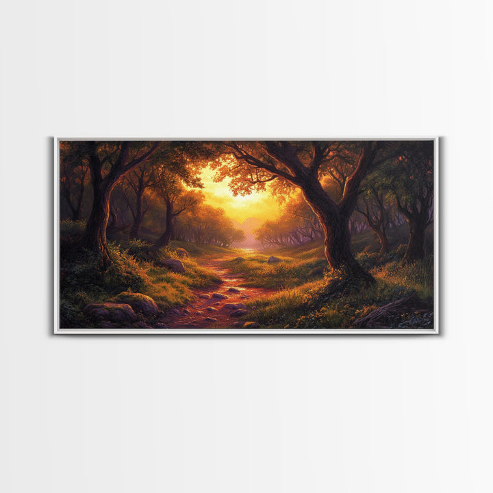 Cute Fantasy Wall Art, Framed Canvas Print, Fantasy Landscape Painting Print, Fairy Art, Fairy Landscape Wall Art Decor