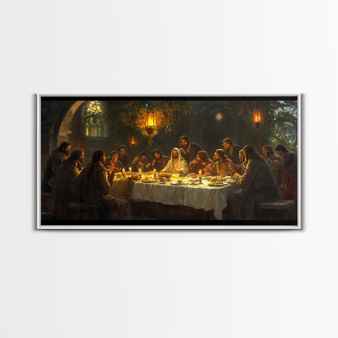 The Last Supper - Framed Canvas Print - Christian Wall Art - Chistmas Home Decor - Last Supper Oil Painting Print - Christian Home Decor