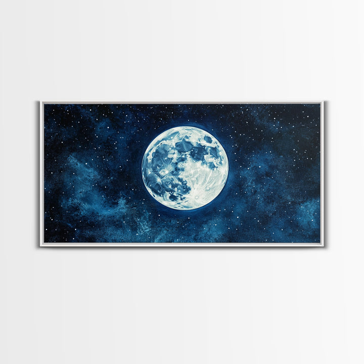 Abstract Oil Painting Print Of The Full Moon - Framed Canvas Print - Ready To Hang - Full Moon Art - Witchy Decor - Full Moon Painting