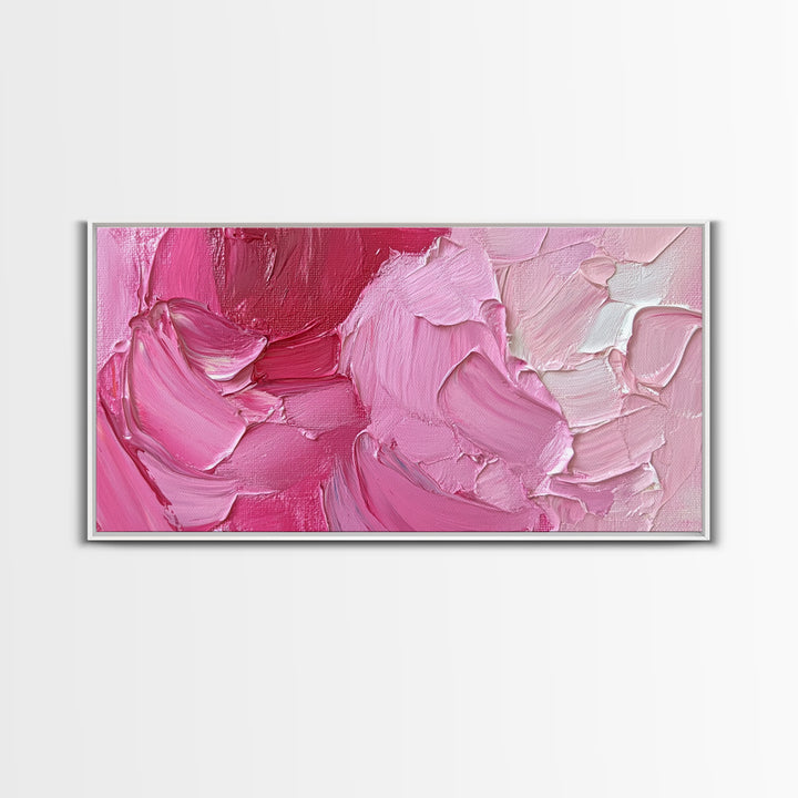 Pink Brush Strokes Framed Canvas Print - Modern Wall Are - Preppy Home Decor - She Shed Wall Art