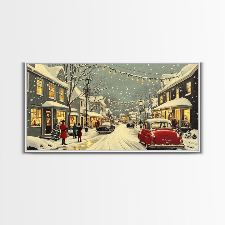 Christmas Village Painting Print Ready To Hang Wall Art, Canvas Print, Christmas Wall Art, Christmas Mantle Decor, Christmas Gift Idea