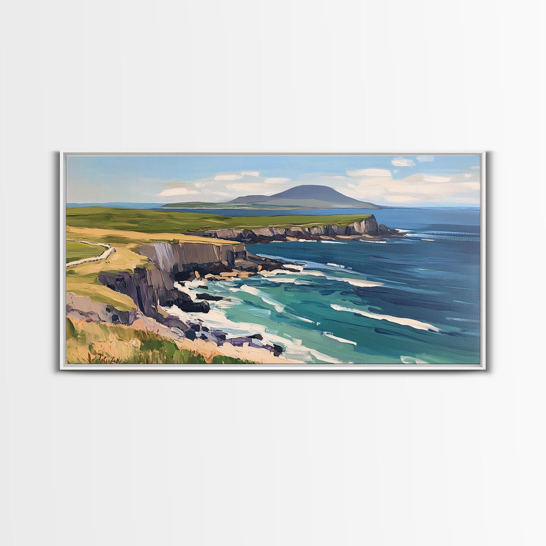 Abstract Ireland Landscape Painting Print | Cliffs of Moher | Ready To Hang | Framed or Unframed Landscape Painting | Original Wall Art
