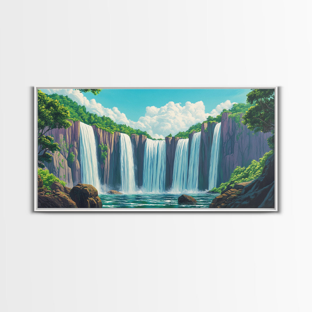 Fantasy Waterfall Painting Print | Fantasy Decor | Magical Enchanted Waterfall Wall Art | Living Room Decor Ready To Hang | Extra Large Art