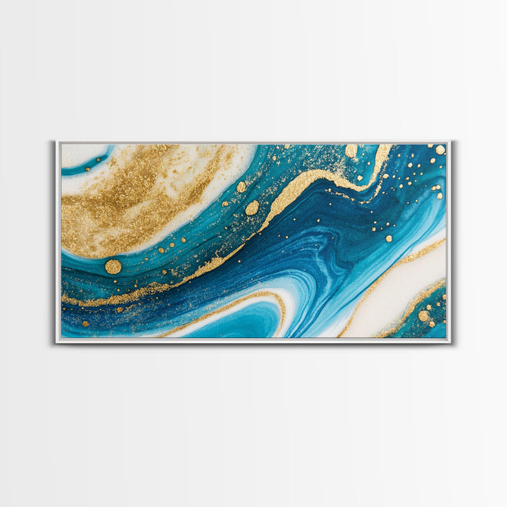 Blue, White and Gold Marble Canvas Print - Marble Painting - Centerpiece Wall Art - Statement Piece - Bold Artwork - Trendy Art - Abstract Art