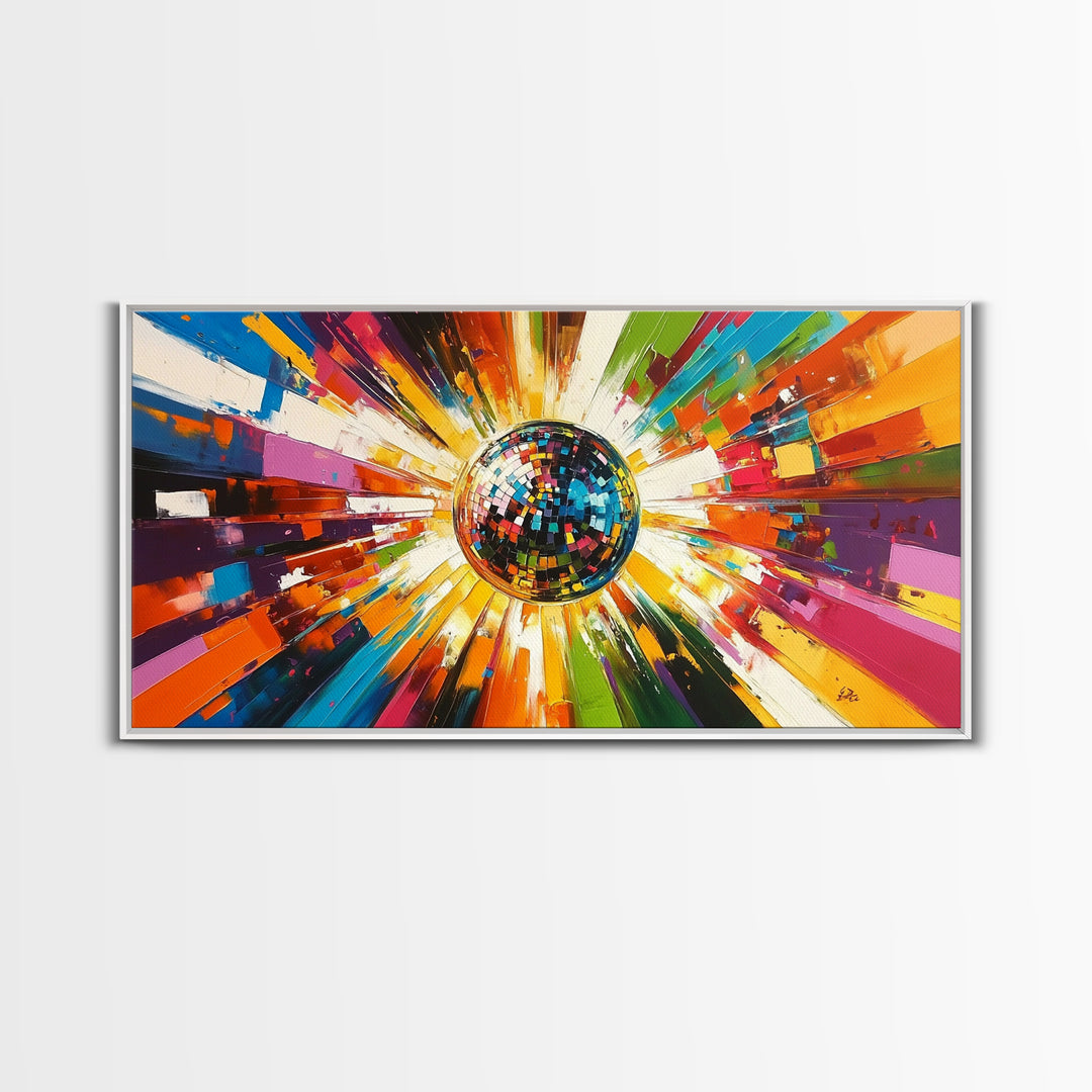 Disco Ball Painting Canvas Print, Funky Wall Art, Disco Ball Art, Disco Ball Print, Mirrorball Poster, Disco Poster, Music Room Decor