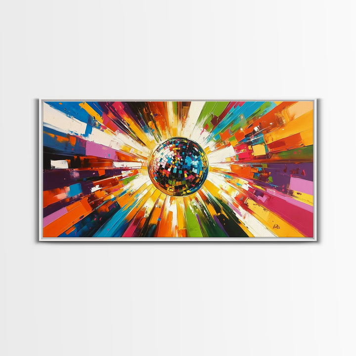 Disco Ball Painting Canvas Print, Funky Wall Art, Disco Ball Art, Disco Ball Print, Mirrorball Poster, Disco Poster, Music Room Decor