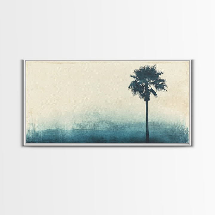 Abstract Palm Tree Nautical Oil Painting Canvas Print Ready To Hang