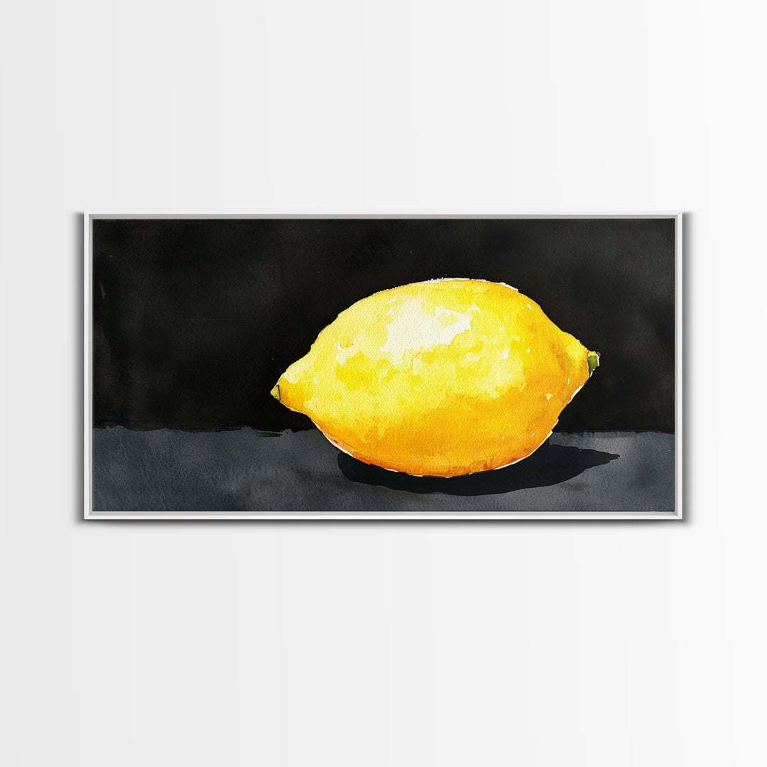 A Whole Lemon - Framed Canvas Print - Abstract Watercolor Lemon Painting - Kitchen Wall Art
