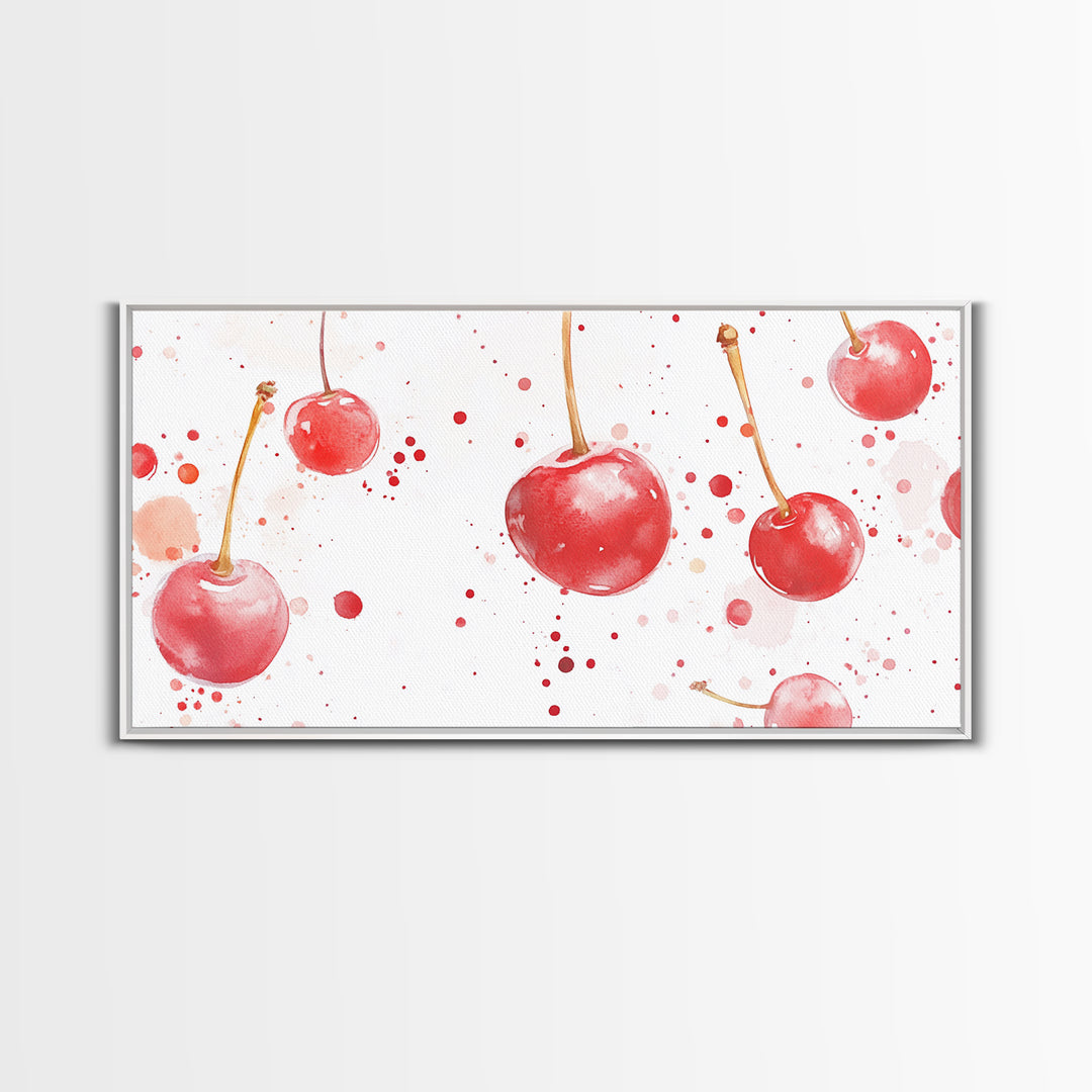Cherry Painting Canvas Print - Kitchen Wall Art - Kitchen Decor - Cherry Wall Art - Kitsch Decor - Eclectic Home Decor