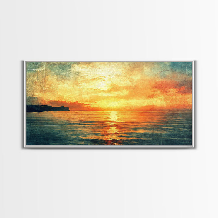 Nautical Landscape Canvas Print, Ocean Art, Wood Framed Canvas, Ocean Home Decor, Seascape Painting, Nautical Nursery Decor