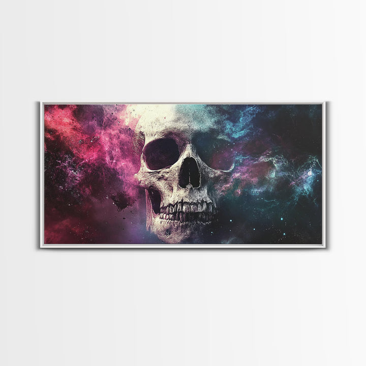 Cosmic Skull Wall Art, Cosmic Horror, Framed Canvas Print, Surreal Wall Decor, Ready To Hang Wall Art, Skull Painting, Skull Art