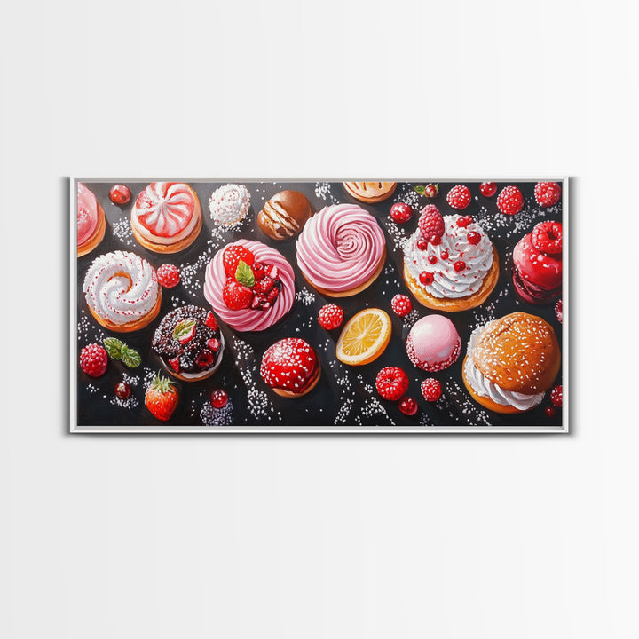 Donuts and Deserts Oil Painting Print, Canvas Art, Bakery Wall Art, Bakery Decor, Kitchen Wall Art