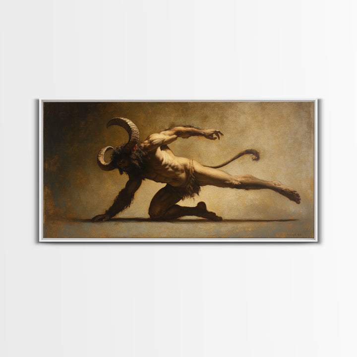Canvas Print of Satyr, Victorian Gothic Wall Art, Satyr Painting Original, Satyr Oil Painting, Goth Decor, Spooky Wall Art