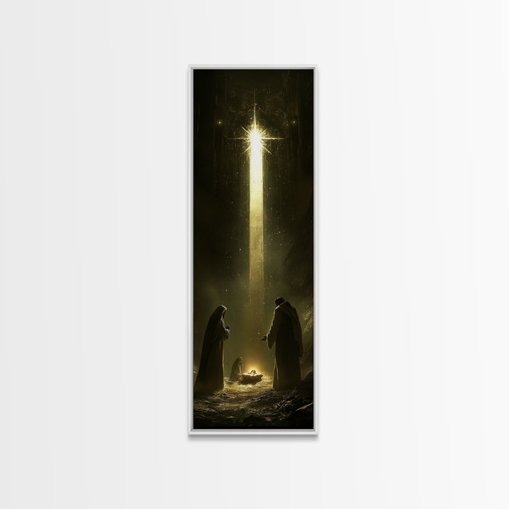 Nativity Painting Print, Wall Art, Christian Wall Decor, Tall and Skinny Wall Art, Narrow Art For Tight Space, Nativity Painting, Nativity Art