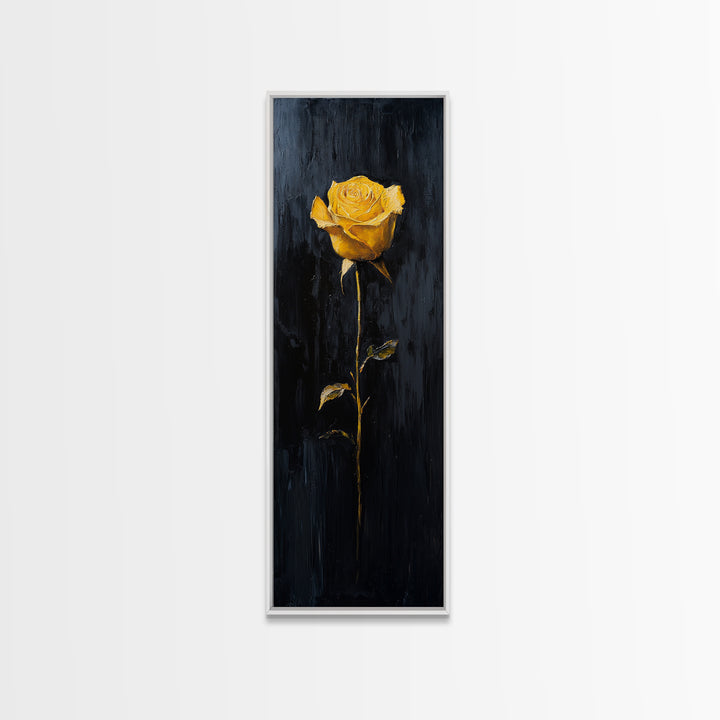 Golden Rose Painting Framed Canvas Print Elegant Art Nouveau Flower Decor, Rose Painting, Yellow Flower Canvas, Living Room Botanical Prints