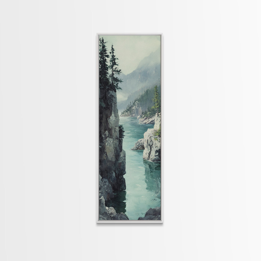 Framed Canvas Print Coastal Landscape Art Nautical Decor Tall Narrow Art Beach House Wall Art Perfect Above Couch Nautical Wall Art