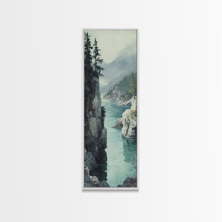 Framed Canvas Print Coastal Landscape Art Nautical Decor Tall Narrow Art Beach House Wall Art Perfect Above Couch Nautical Wall Art