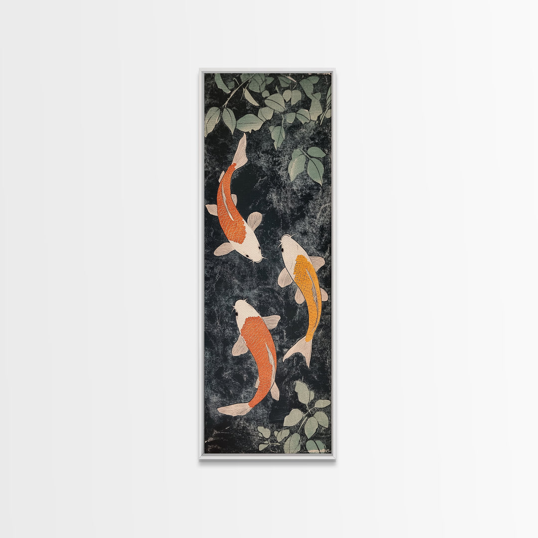 Canvas Print Koi Fish Painting Asian Decor Chinoiserie Wall Art Nature Inspired Wabi Sabi Art Ideal Living Room Minimalist Art