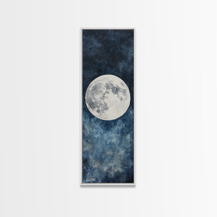 Framed Canvas Print Majestic Moon on Dark Sky, Coastal Inspired Wall Art, Nautical Home Decor, Large Wall Art Above Sofa Gift Him