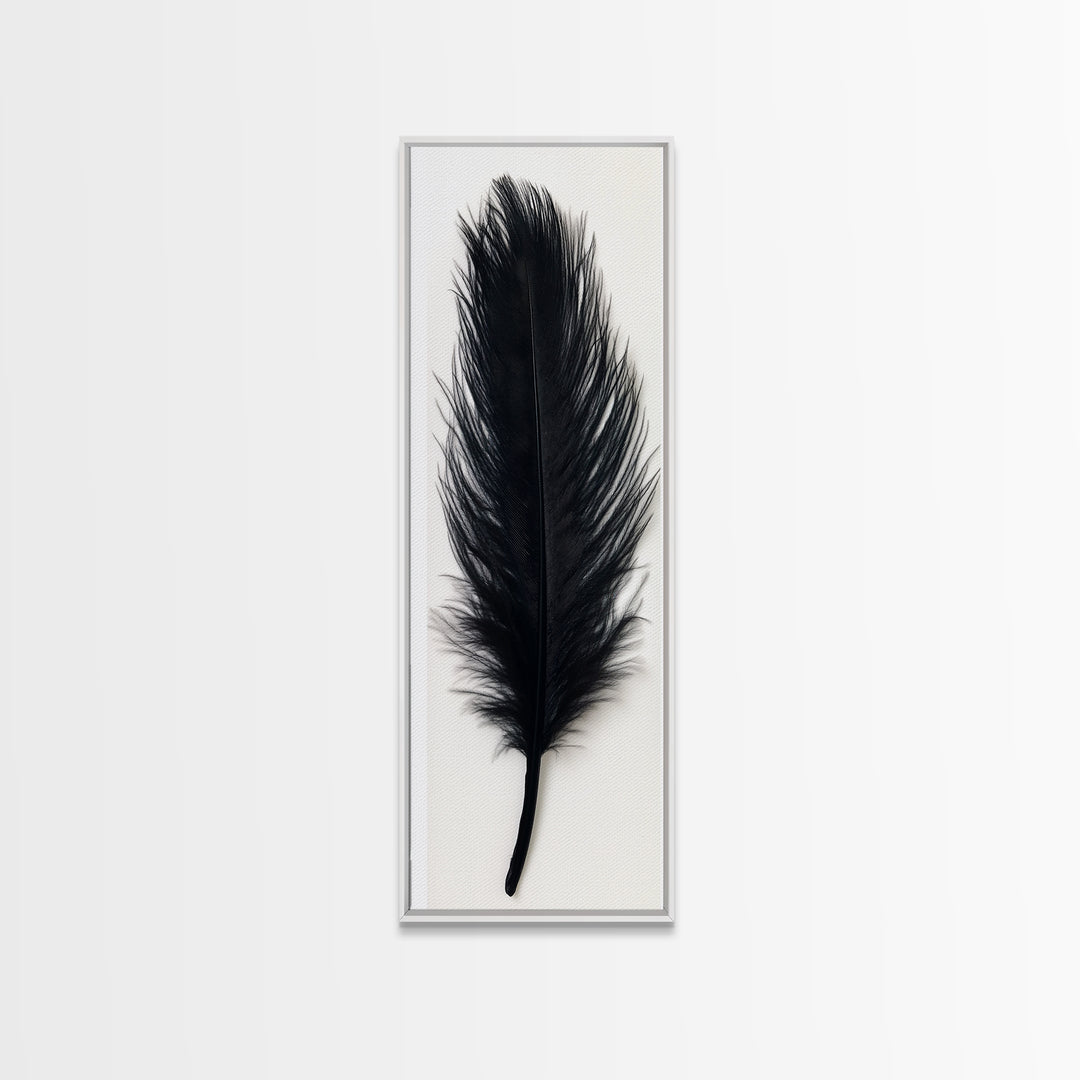Abstract Black Feather Painting Print, Tall Skinny Art, Retro Home Decor, Abstract Art, Narrow Tall Wall Art, Feather Art, Farmhouse Art