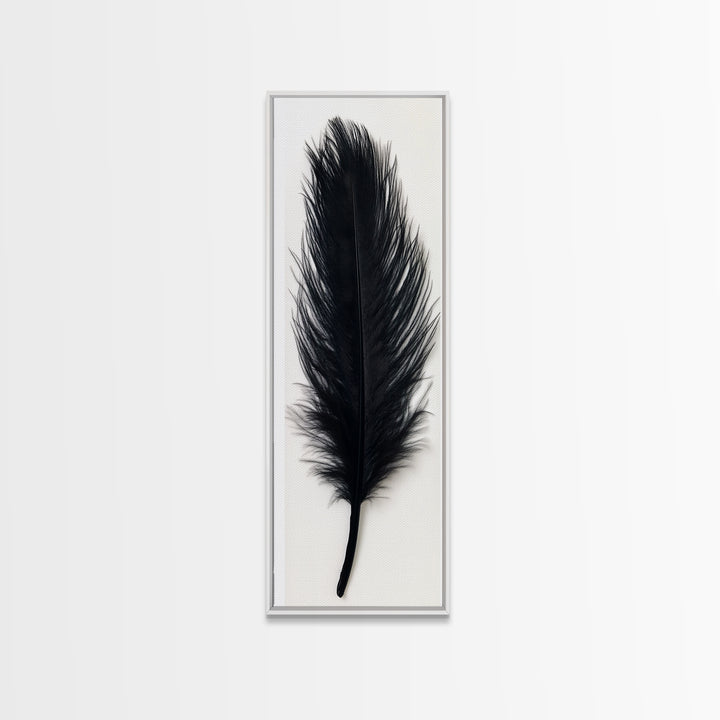 Abstract Black Feather Painting Print, Tall Skinny Art, Retro Home Decor, Abstract Art, Narrow Tall Wall Art, Feather Art, Farmhouse Art