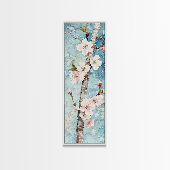 Blossoming Sakura Tree Branch Artwork - Framed Canvas Print for Japanese Wall Art, Cherry Blossom Decor, Pink Floral Art, Botanical Wall Print