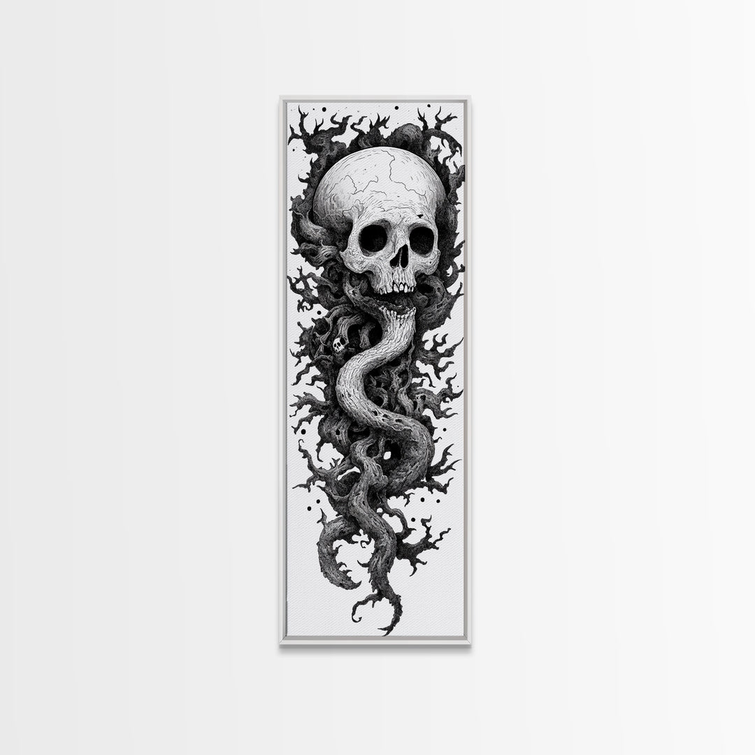 Cosmic Horror Wall Art Framed Canvas Print, Skull Art, Skull Painting Print, Skull Wall Art, Halloween Decor