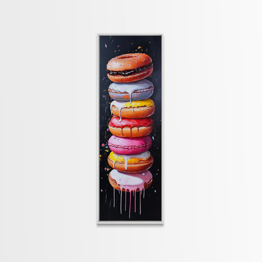 Cute Oil Painting Print of Macaroons - Kitchen Wall Art - Kitchen Decor - Framed Canvas Print - Preppy Kitchen Art - Girly Decor - Food Painting