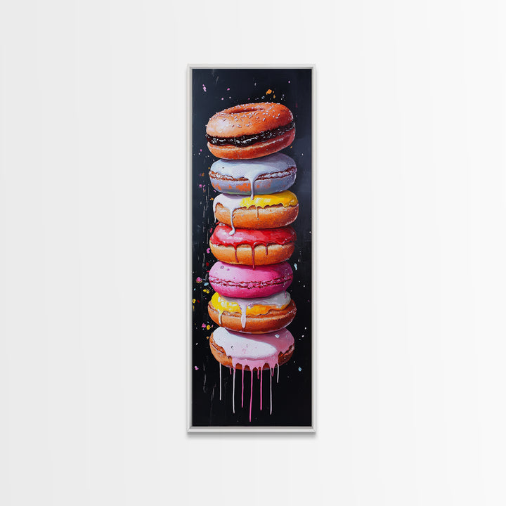 Cute Oil Painting Print of Macaroons - Kitchen Wall Art - Kitchen Decor - Framed Canvas Print - Preppy Kitchen Art - Girly Decor - Food Painting
