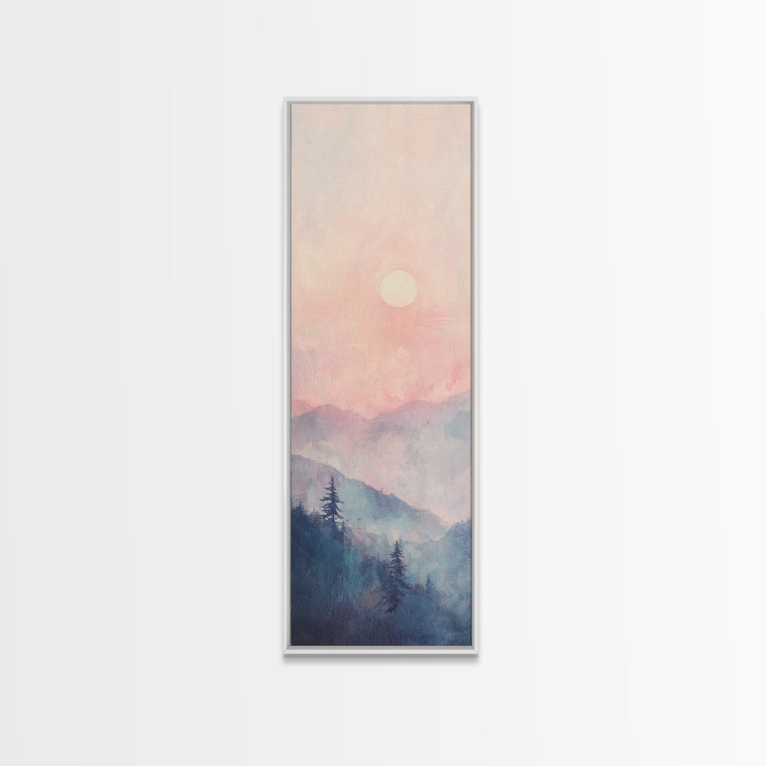 Sunset Over the Blue Ridge Mountains, Framed Canvas Print, Blue Ridge Mountains Painting, Home Decor, Ready To Hang Art, Mountain Painting